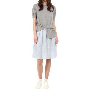Marc by Marc Jacobs Mercy cotton dress + asymmetrical sweater,gray/blue check